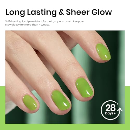 Image of Beetles Green Gel Nail Polish, 15ML Light Green Jelly Gel Polish Soak Off UV Sheer Translucent Effect Spring Summer Gel French Nail Art Design Manicure Gift for Women