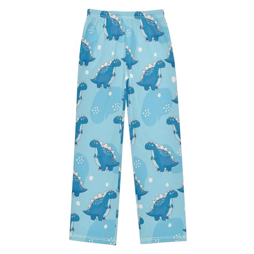 CHIFIGNO Boys Casual Pants with Pockets Cute Blue Dinosaurs Boys Size 9-10 Pants, Big Boys Pants