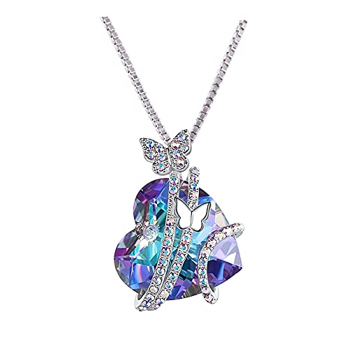 Collier chaîne clavicule Coeur Croix pour femmes avec cristaux