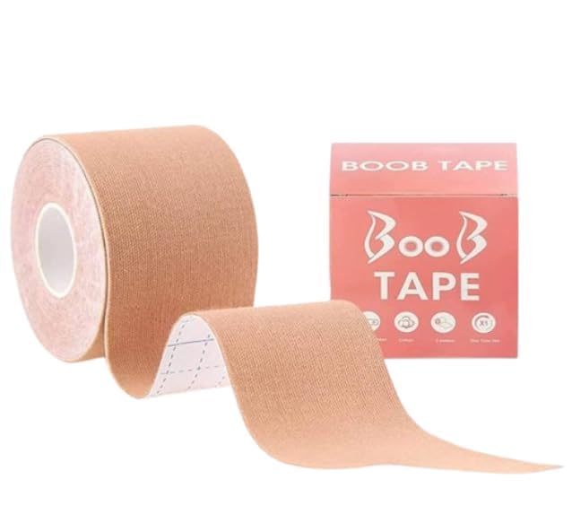Boob Tape Kit- Boobytape for Breast Lift with Petals, Breathable Adhesive Sticky Bra Tape, Push Up Nipple Tape Includes Disposable Petal Tops Adhesive Nipple Covers [Pack of 1] Multicolour-image-23