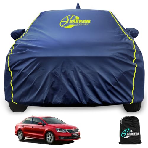 Image of Rapid Cover Waterproof Uvray Dust Ding Outdoor Indoor Parking Protection Piping Design with Mirror Antena Pocket Belt Buckle Hook Front and Back Elastic Better Fitting for All Rapid Navy Blue