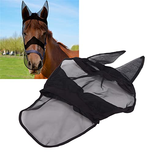 Paardenvliegmasker Multifunctionele ademende comfortabele zachte vliegenmaskers voor paarden Vliegenmasker van polyestergaas met oren - Afbeelding 4