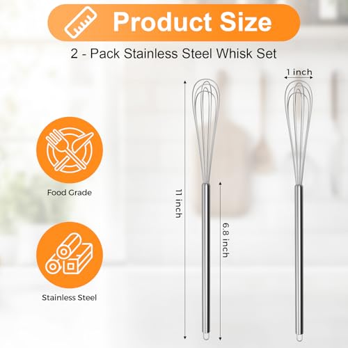 Tnlaile 2 Pcs Mini Whisk Set