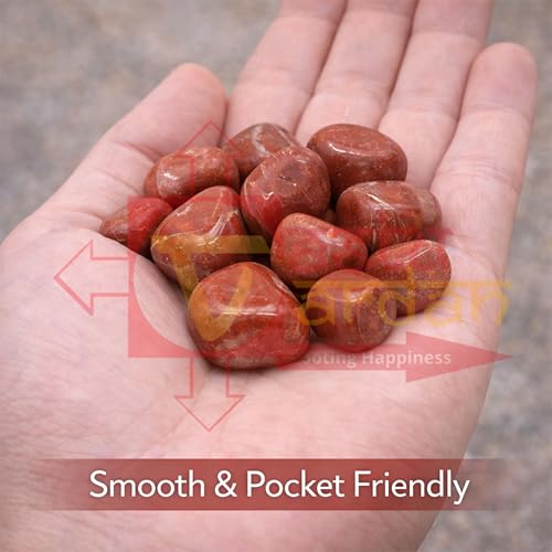 Image of Crystal Red Jesper Tumble Stone | 50 gm Tumbled Gemstones | Reiki Healing Stones | Home Decor Pebbles | Aquarium Gravel | Garden & Table Decor