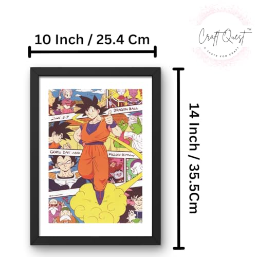 Image of CRAFT QUEST Dragon ball Z Anime Poster Laminated Posters Framed Painting For Anime Naruto Fans Wall Decor, Home Decor with Matte Black Frame (14 Inches x 10 Inches)