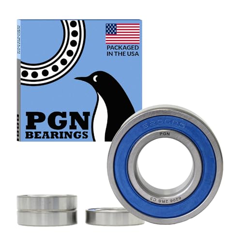 PGN (4 Pack) 6206-2RS Bearing - Lubricated Chrome Steel Sealed Ball Bearing - 30x62x16mm Bearings with Rubber Seal & High RPM Support