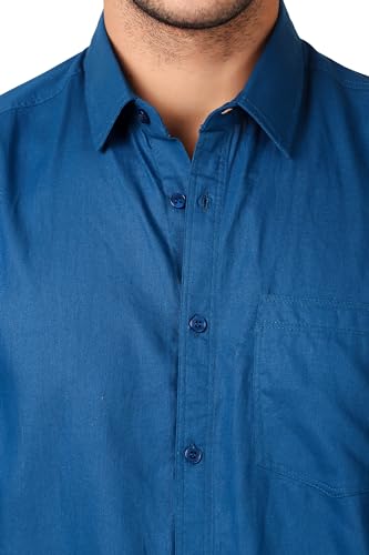 Image of Patrinus Pure Linen Mandarin Collar Full Sleeve Shirt