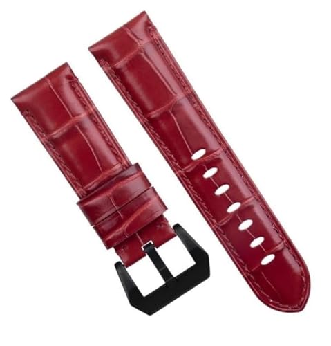 Bracelet de montre en cuir véritable de vache rouge 24mm pour Breitling
