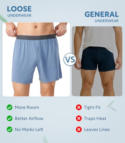 Image of DAVID ARCHY Men's Bamboo Rayon Boxers Breathable Cooling Mens Boxer Shorts with Button Fly Relaxed Fit Underwear 3 /4 /5 Pack