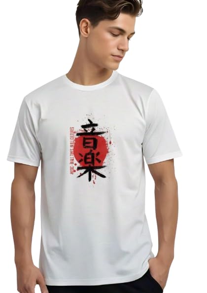 NIJUKA T Shirt for Men's Polycotton Half Sleeve Rich Round Neck White Color Graphic Printed T Shirt | New and Trending Design Superhero and Anime Type Logo and Characters