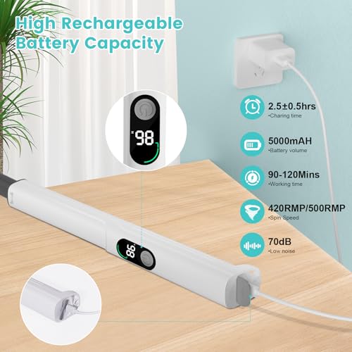 Image of Electric Spin Scrubber, Cordless Spin Scrubber IPX7 Waterproof with 7 Replaceable Cleaner Brush Heads and Adjustable Extension Handle, Power Cleaning Brush for Bathtub Tile Floor