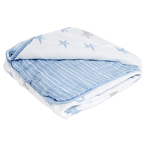 Aden by aden + anais Muslin Blanket, 100% Cotton Muslin, 4 Layer Lightweight and Breathable, Large 44 X 44 inch, Dapper - Stars