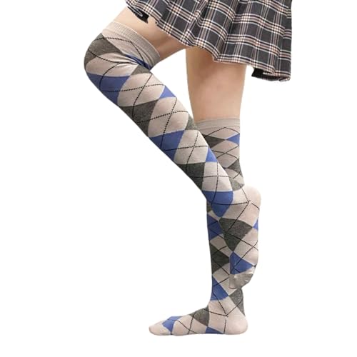 Image of COUVER Women's Thigh High /Over Knee Fashion Argyle Socks, Medium, 1 Pair