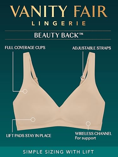 Image of Vanity Fair Women's Beauty Back Smoothing Wireless Bra with Lift, Simple Sizing Available S-3xl