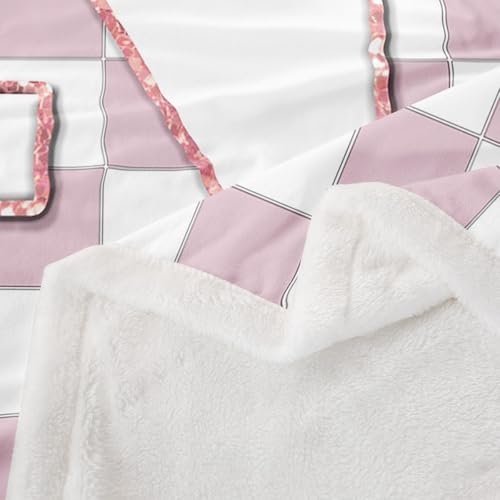 Image of Erosebridal Pink Initial N Sherpa Blanket Kawaii Plaid Checkered Fuzzy Plush Throw Cute Personalized Monogram Fleece Blanket for Kids Girls,Fashion Grids Gingham Decor for Bed Couch Baby 30 inchx40 inch