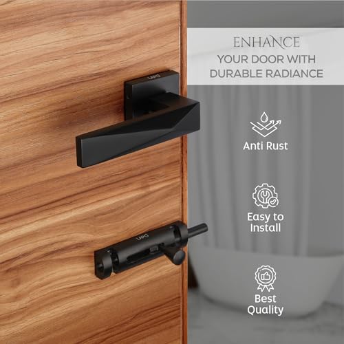 LAPO Aluminum Heavy Duty Door Locks for Bathroom Door Lock, Balcony - Store Room Mortise Keyless Handlesets with Baby Latch for Home,Office,Hotel | Black Finish | 3 Years Warranty Ro-131