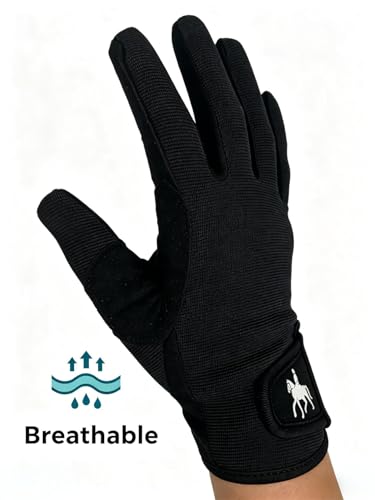 ZVZHM Kids Horse Riding Gloves Equestrian for Boys Girls Youth Children, Mesh Horseback Riding Gloves with Superior Grip for Biking Cycling Gardening Outdoor Sports - Thumbnail 4