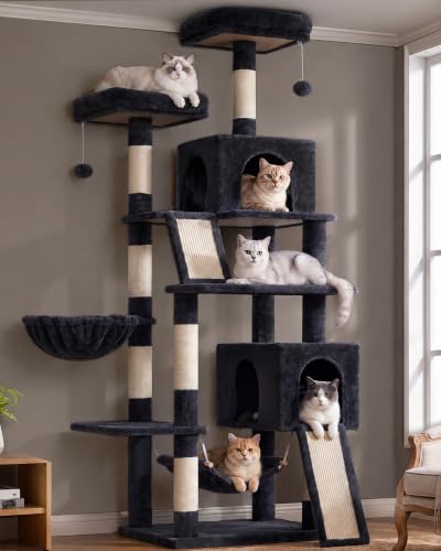 Image of Gitelsnour Cat Tree, 71'' Tower for Large Cat with Scratching Post, GCT032G