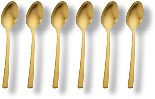 Echtwerk Kaffee-/Tee-/Mokkalöffel, 6-teiliges Löffel Set, für Kaffee und Tee, mit matter Oberfläche, aus hochwertigem Edelstahl 18/10, modern und langlebig, Avelino-Gold Edition