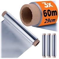 KADAX 3 x Alufolie auf Rolle, 29 cm x 60 m, extra starke Aluminiumfolie für Grillen, Backen, Frischhalten & Einfrieren, Aluminium Folie für Grill, Küche, Catering & Gastronomie