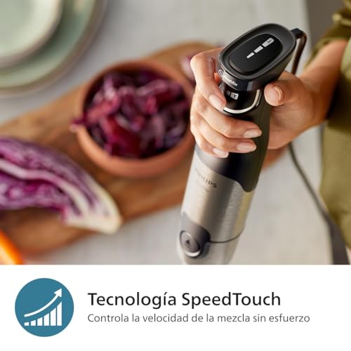 Batidora de mano Philips Serie 5000-1 200 W de potencia. Tecnología ProMix. Indicador LED de velocidad. Control sin esfuerzo. Diseño compacto. Fácil de limpiar. Negro (HR2681/00) - imagen 5