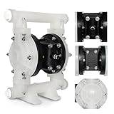 EMAGENE Air-Operated Double Diaphragm Pump, 1/2 inch inlet and outlet, polypropylene body, 9GPM and Max 100pSI for solvent and Industrial Use