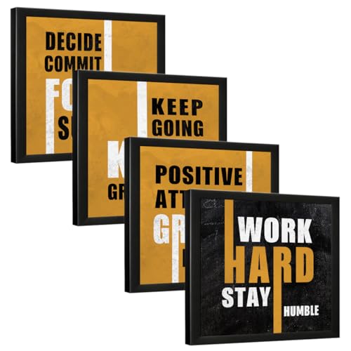 Image of Chaka Chaundh - Motivational Quotes frames for OFFICE & STUDENT- business and study room -Decide Keep Commit Going Focus Keep Succeed Growing Positive Work Attitude Growth Hard Mind-set Stay Humble - (11 X 11 inches - set of 4)
