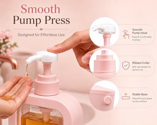 Image of Soap Dispenser for Wash Basin - Handwash Dispenser Bottle for Bathroom Sink - Liquid Soap Hand Wash Pump Bottle Plastic Container for Home, Bathroom(Pink,Pack of 2)
