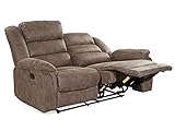 Zweisitzer Sofa mit Taschenfederkernpolsterung u.Wellenfedern 153 cm breit, verstellbare 2er Couch dr.praktische halbautomat. Relaxfunktion, Bezug Mikrofaser Vintage Grau Braun / 15133 - 9