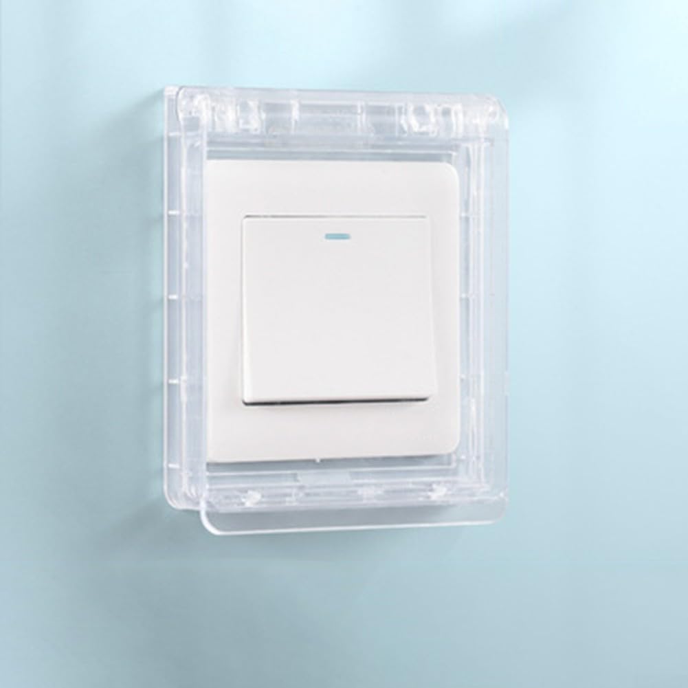 Steckdosenschutzabdeckung, 6 Stück 86 Typ 9 × 9 cm ultradünne wasserdichte Schalterabdeckung(Transparent)