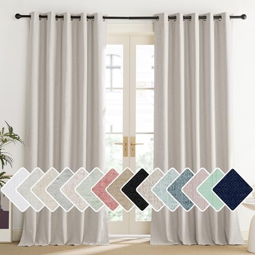 NICETOWN Linen Blackout Curtains 2 Panels 120 Long