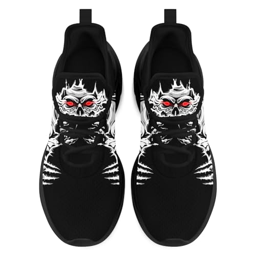 Men's Skull Running Shoes Lightweight Breathable Cushion Sports Walking Sneaker Black Cool Workout Gym Training Tennis Shoes2