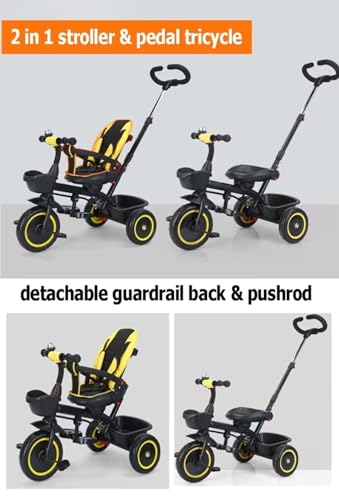 Kinderwagen-Dreirad für Kleinkinder im Alter von 1–5 Jahren,Kinderdreirad mit abnehmbarem Verdeck und Schiebegriff für Eltern,Kinderwagenwagen mit verstellbarer Rückenlehne,drehbarem Sitz,Titanrad – Bild 8