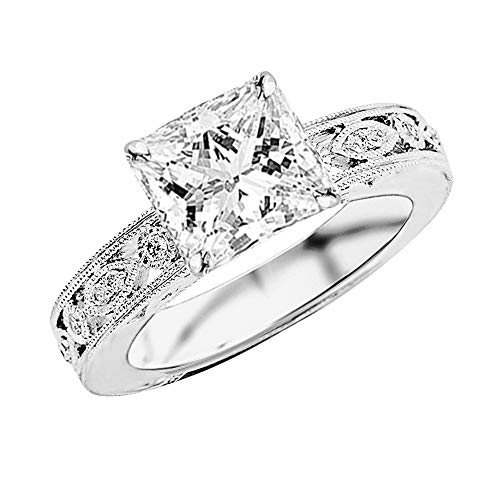 1.45 Carat 14K White Gold Antique/Vintage Bezel Set Designer GIA