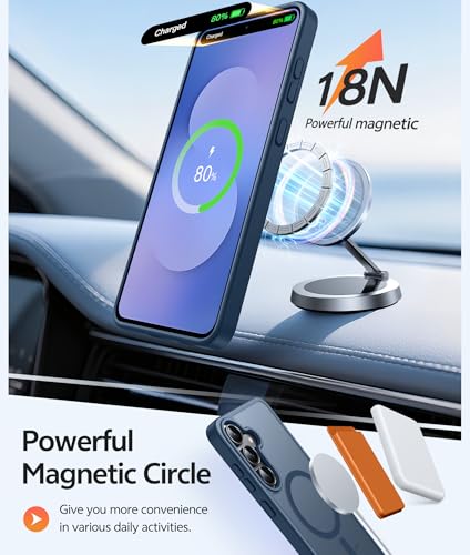 Image of FNTCASE for Samsung Galaxy S25 FE Case: Magnetic Translucent Matte Military Grade Drop Proof Protection Cell Phone Cover - Slim Rugged Durable Shockproof Protective S25Fe Cases (Blue-6.7 inch)