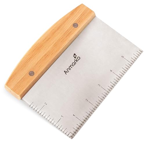 Dough Cutter for Bread and Pizza Dough - Stainless Steel Metal Griddle Scraper Chopper...