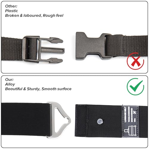 Image of Tyqour Luggage Strap Suitcase Belts Adjustable 2-in-1 Luggage Belt Straps to Connect Two Suitcases Travel Belt for Luggage Accessories Personalized Airport Travel Accessories(Black)