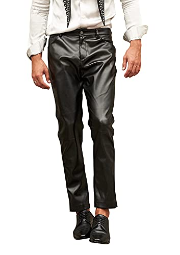 Seta Apparel Men's Leather Pants, Black, Small at Amazon
