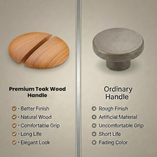 Image of Teak Wood Wooden Wardrobe Handle /Cabinet Handle /Wardrobe Door Pull Handle (8 x 4 Inch) Natural Wood Finish - Model 5034-| 3 Years Warranty |