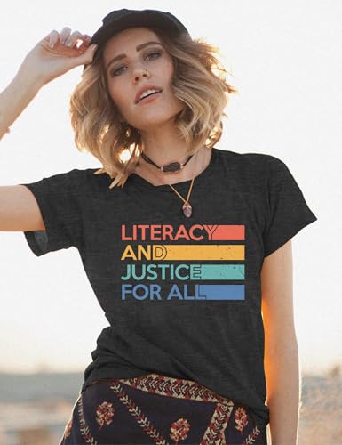 Reading Shirts for Women Cute Book Lover Gift Teacher T Shirt Literacy Education Letter Print Tee Tops4