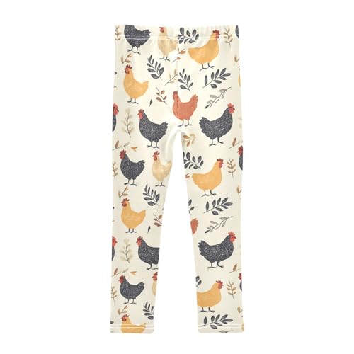 Rooster Eat Leaves Girls Leggings Athletic Pants Tights Stretch Bottom2