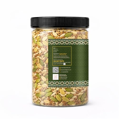 Image of LILA DRY FRUITS Roasted Seeds Mix 4in1 250 Gms Pumpkin Sunflower Watermelon Flax Seed Crunchy Healthy Seeds Combo Pack | Daily Nutrition & Snacking Mix Perfect for Gifting