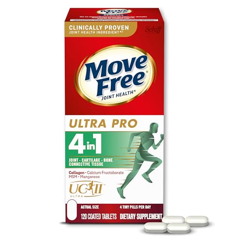 Move Free Ultra Pro with Quadruple Action Joint Support - Type 2 Collagen MSM Calcium Fructoborate & Manganese - Supports Joint Cartiliage Bone Connective Tissue 120 Tablets (30 servings)
