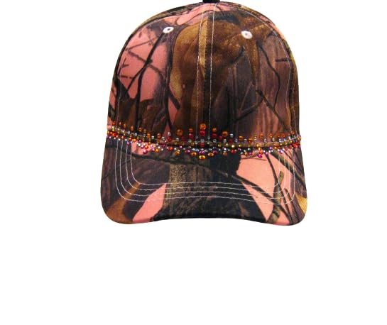 Unique Pink Camo Bling Rhinestone Studded Streetwear Hip Hop Womens Teens Baseball Cap Hat