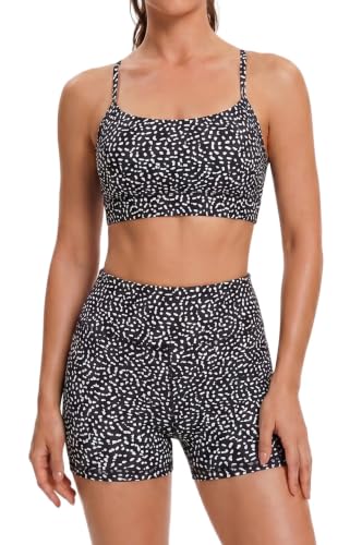 2 Pieces Workout Sets for Women Polka Dot Athletic Set Gym Matching Outfit