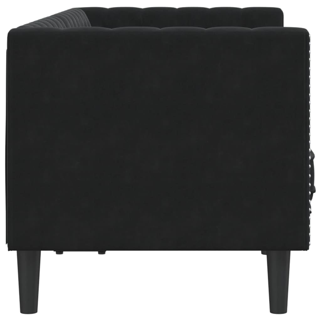 Canapé 2 Places, Causeuse de Salon Fauteuil Sofa 2 Places Chesterfield avec traversins Noir Velours 174 x 74,5 x 70,5 cm