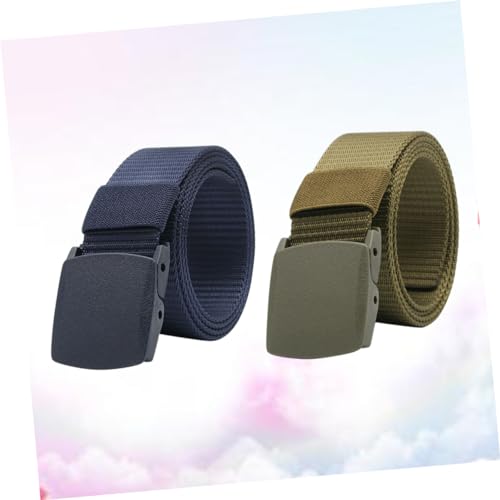 CLISPEED 2pcs Adjustable Canvas Waist Belt for Men Field Belt Buckle Casual for Outdoor Training Dark3