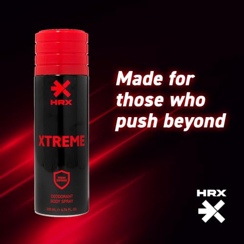 Image of HRX Xtreme Deodorant Body Spray - Warm, Spicy Men's Deodorant - Body Spray for Men with Cardamom, Leather, Oud Notes - 200 ml