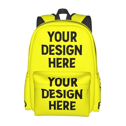 Custom Backpack for Men Women, Personalized Text Image Backpack, Casual Travel Bag Large-capacity,Yellow-042