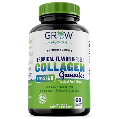 grow vitamin Multi Collagen Capsules 1800MG (Types I, II, III, V & X) - Non GMO, Grass Fed Collagen - Anti Aging Support for Hair, Skin, Nails - Protein Pills for Joint Support - 90 Capsules